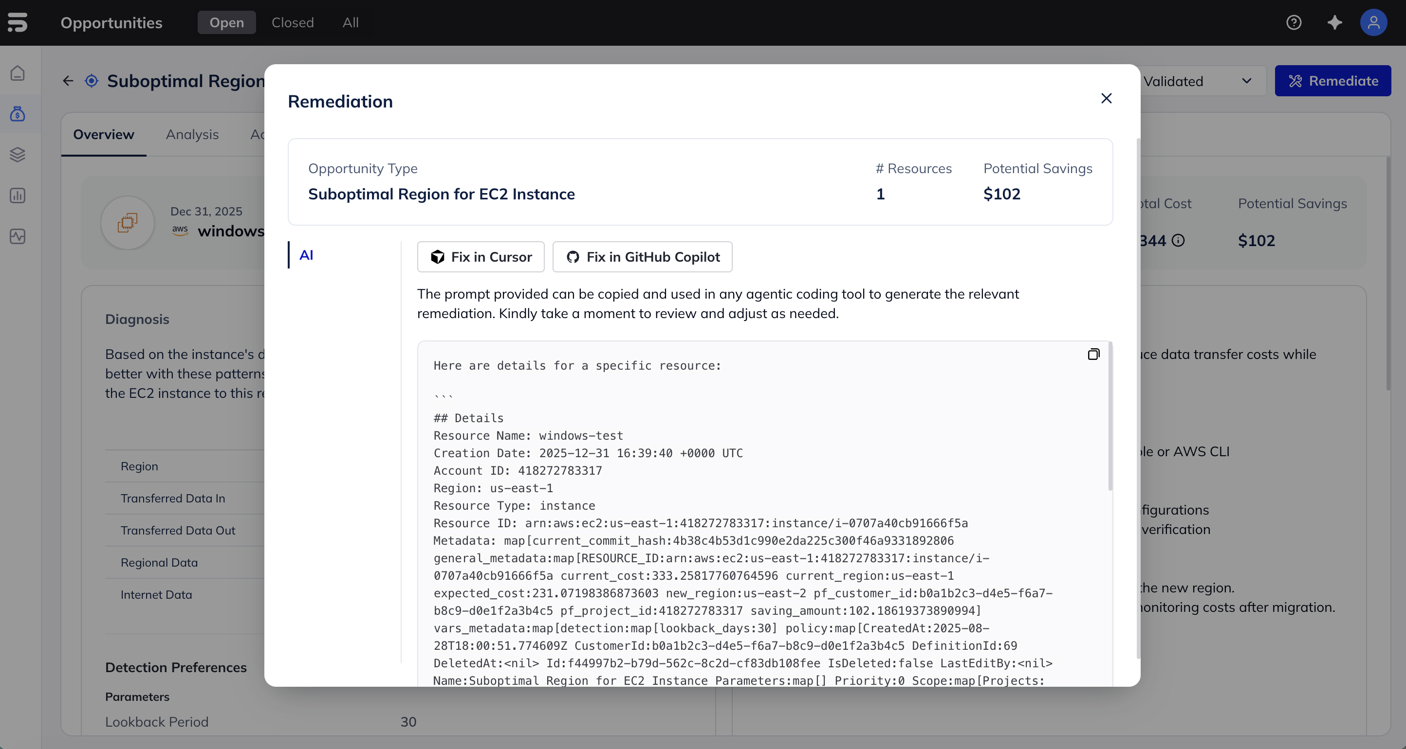 PointFive Agentic Remediation — AI-generated infrastructure-as-code fix